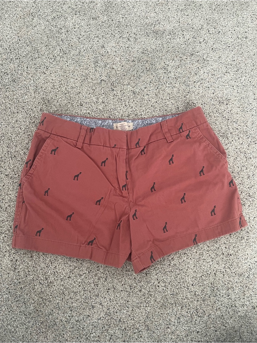 Cambridge Dry Goods Rust Red Giraffe Print Women's Shorts
